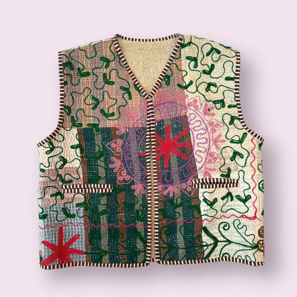Waistcoat Kantha/Blockprint teddy 015