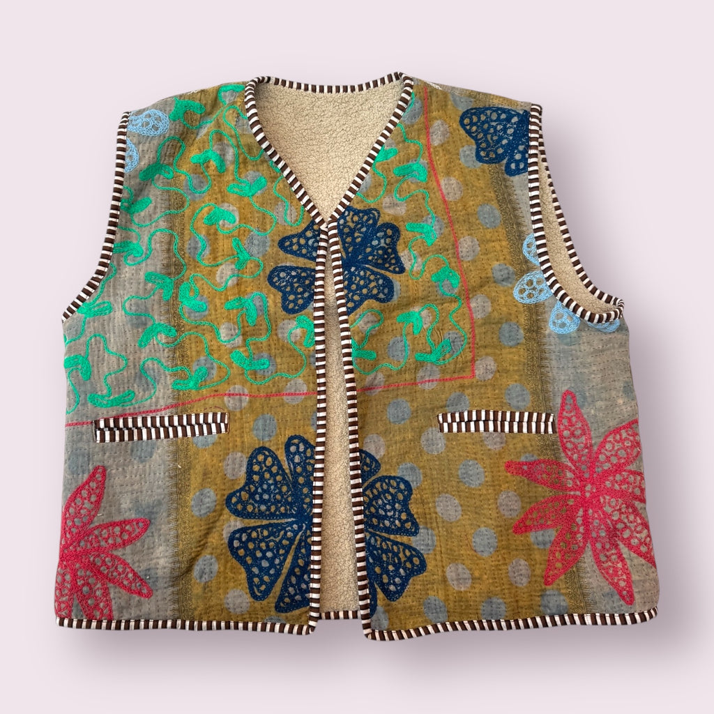 Waistcoat Kantha/Blockprint teddy 014