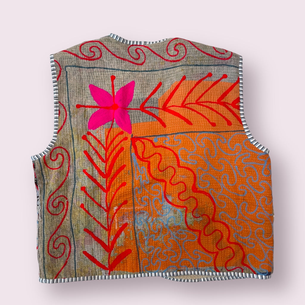 Waistcoat Kantha/Blockprint teddy 011