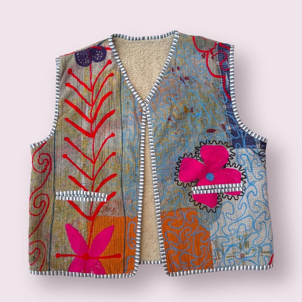 Waistcoat Kantha/Blockprint teddy 011